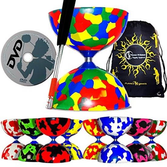 Juggle Dream Jester Diabolo Set  Black/Red  + Metal Diabolo Sticks Diablo String Travel Bag