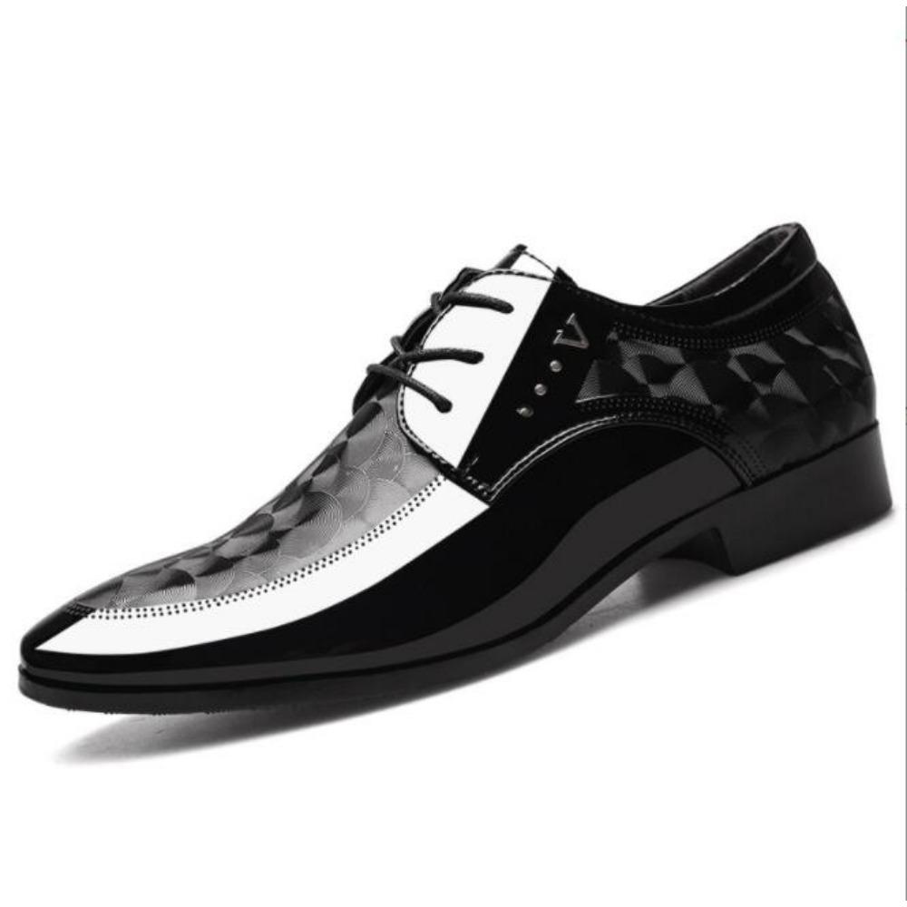 Leather Shoes Men Luxury Business Oxford  Breathable Patent Leather Formal Shoes Plus Size Man Office Wedding Flats Male Black