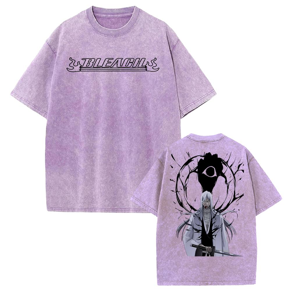 Jūshirō Ukitake Print T-shirt Anime BLEACH Clothing Men Women Short Sleeve Tshirts Retro Washed T Shirt Harajuku Male Cotton Top
