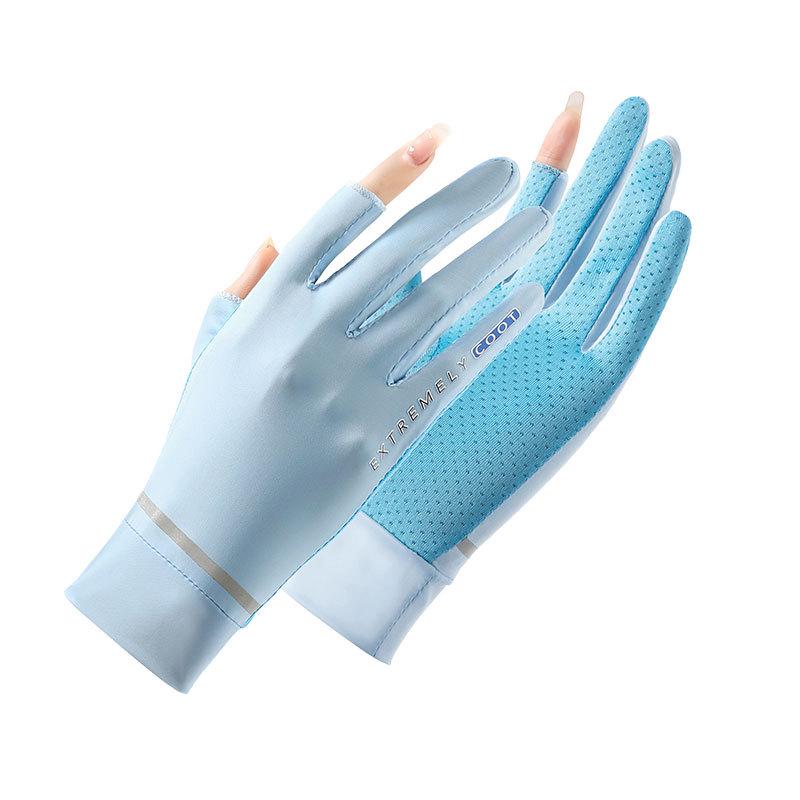 Women's Summer UV Protection Ice Silk Fingerless Gloves - Breathable, Touchscreen, Cycling, Electric Vehicle Safe