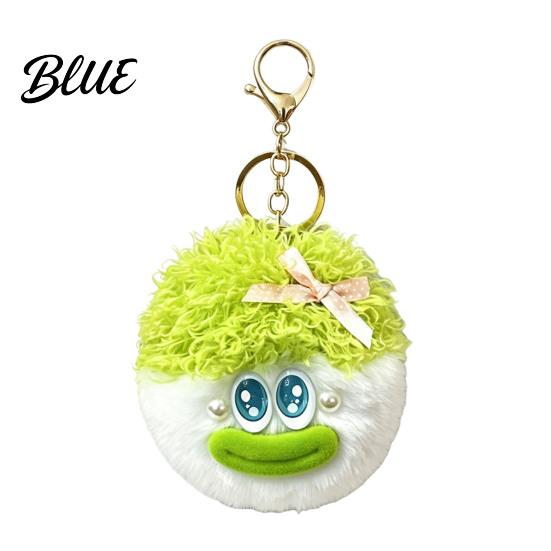 Bowknot Head Keychain Cartoon Curly Hair Keychain, Plush with Metal Clasp, Soft Plushie Bag Decoration Backpacks Handbags Keys Decorative Pendant for