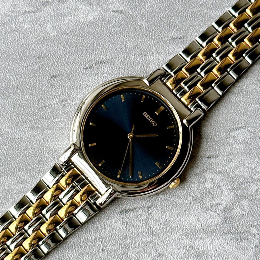 Used SEIKO Men s watch quartz dark blue dial with box combination color