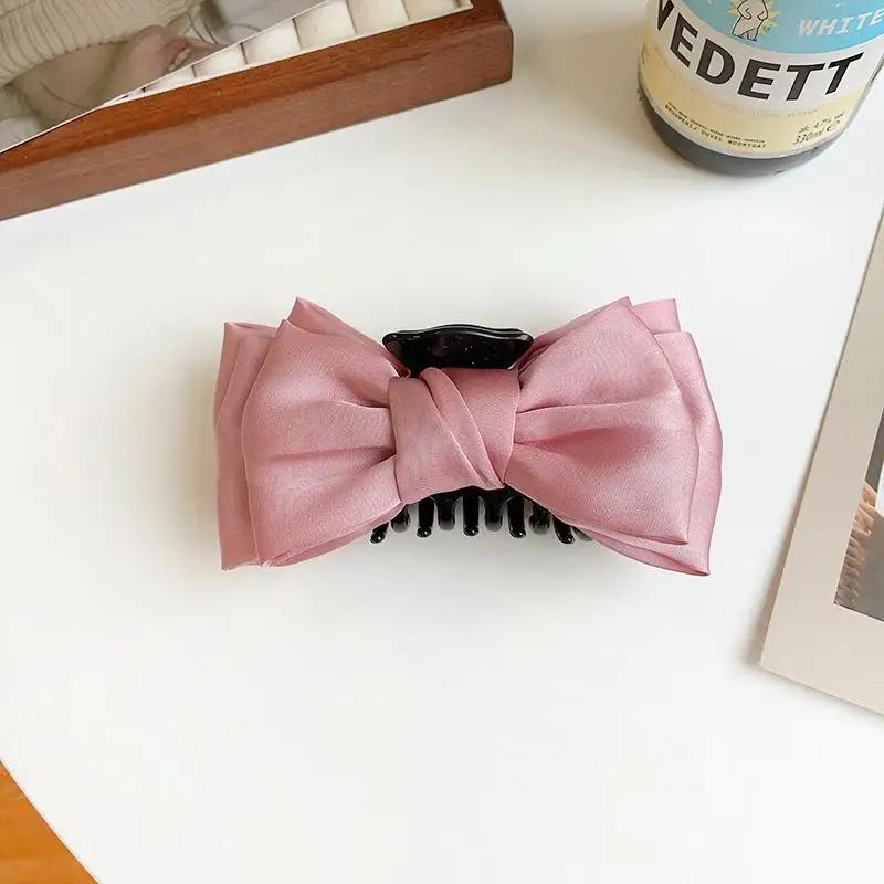 

Cute Fashion Women Creative Double-sided Bow Tie Grab Shark Clip Curly Hair Clip Back Head Headdress Hair Accessories Grab Clip рожевий