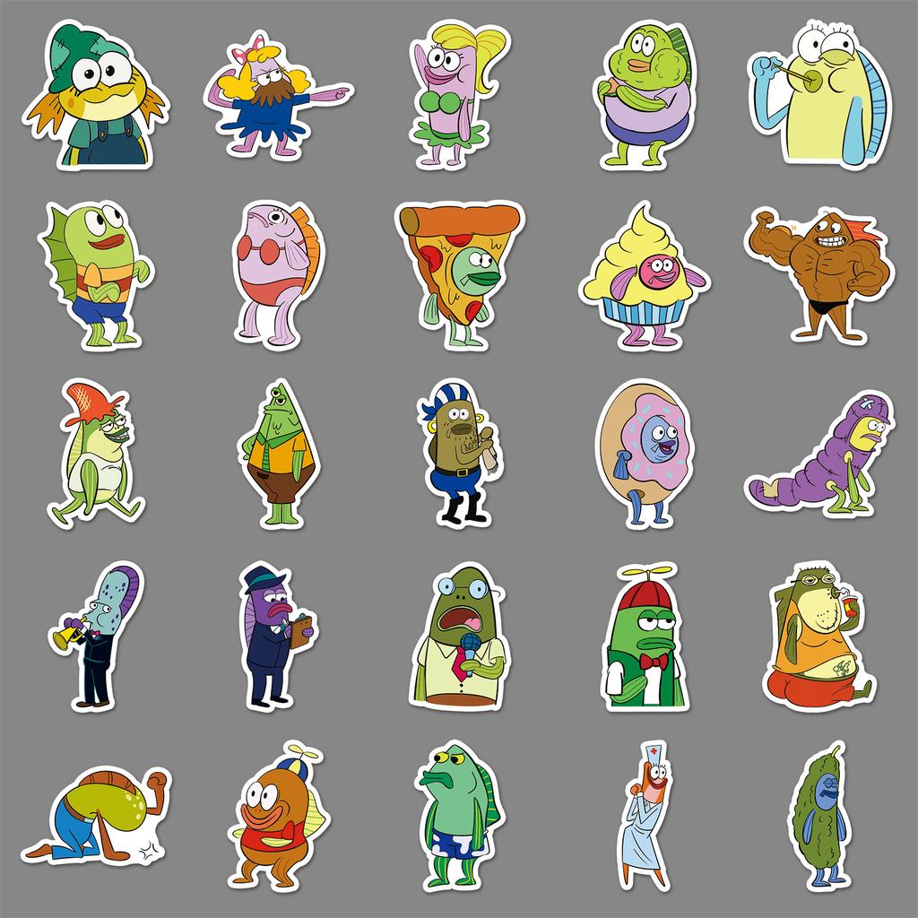 51 Hand-drawn Mermaid Cartoon Stickers Cute Cartoon Spongebob Animated Mobile Phone Case Stickers