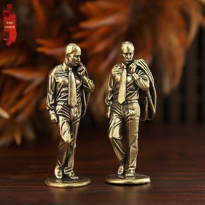 Russian Leader Brass Figurine: Stunning Desktop Statue & Ornament