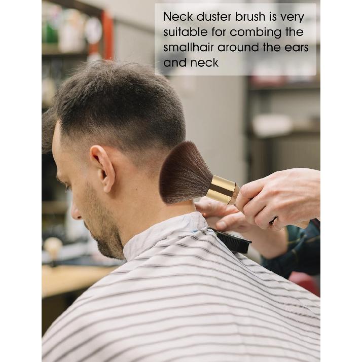 Neck Duster, Large Hair Cutting Neck Duster Brush Long Handle Broken Hair Sweep Brush Soft Neck Face Cleaning Hairbrush Barber Accessories for Salon
