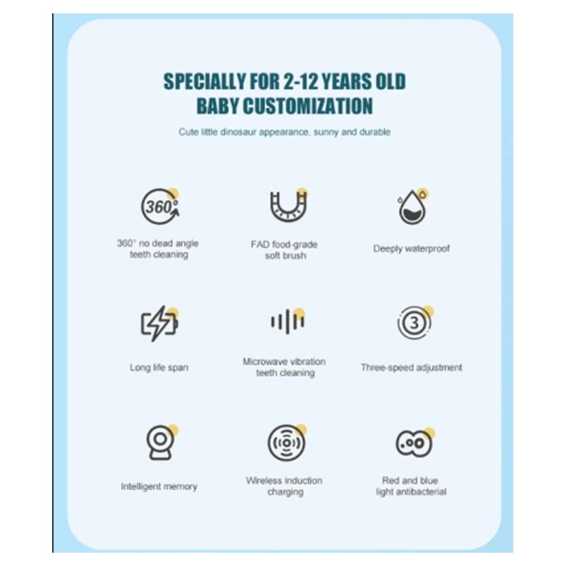Children U-shaped Electric Toothbrush 360 Degrees Smart Cartoon Kids Silicone Toothbrush Automatic Rechargeable Sonic Toothbrush