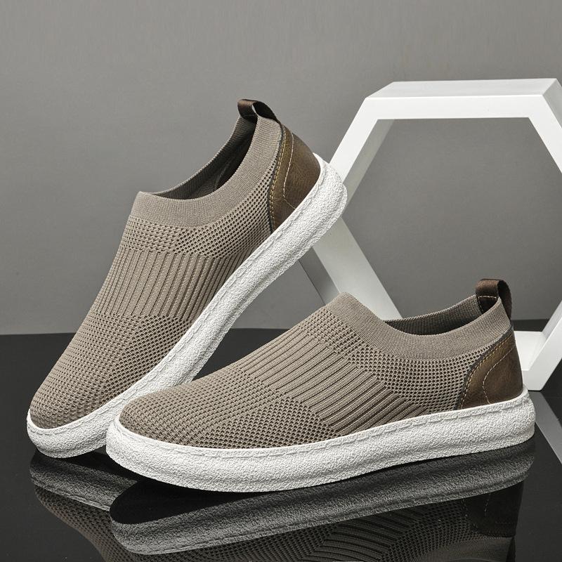 2025 popular men's shoes flying woven board shoes summer socks shoes cloth shoes men's breathable and lightweight casual shoes men