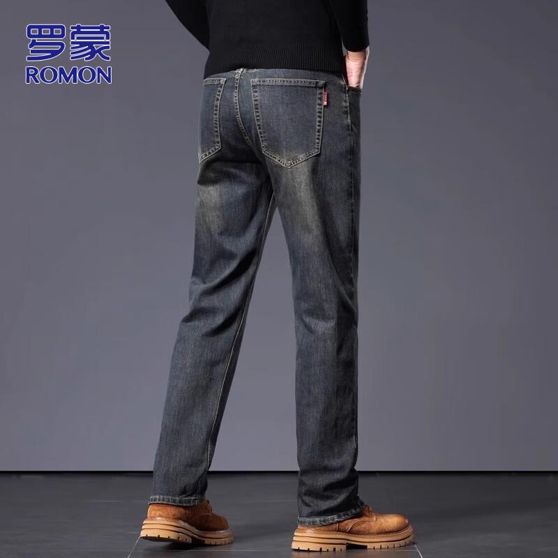 ROMON Men's Autumn/Winter Straight-Leg Casual Jeans