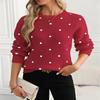 Women's Autumn & Winter Polka Dot Jacquard Crew Neck Pullover, Elegant Loose Knit Sweater S-XL