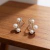 Exquisite and compact pearl cross-set diamond metal earrings fashion temperament light luxury versatile earrings
