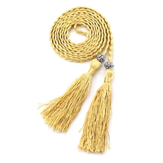Ethnic Women Braided Knot Tassel Belt Waistband Skinny Thin Waist Rope Strap