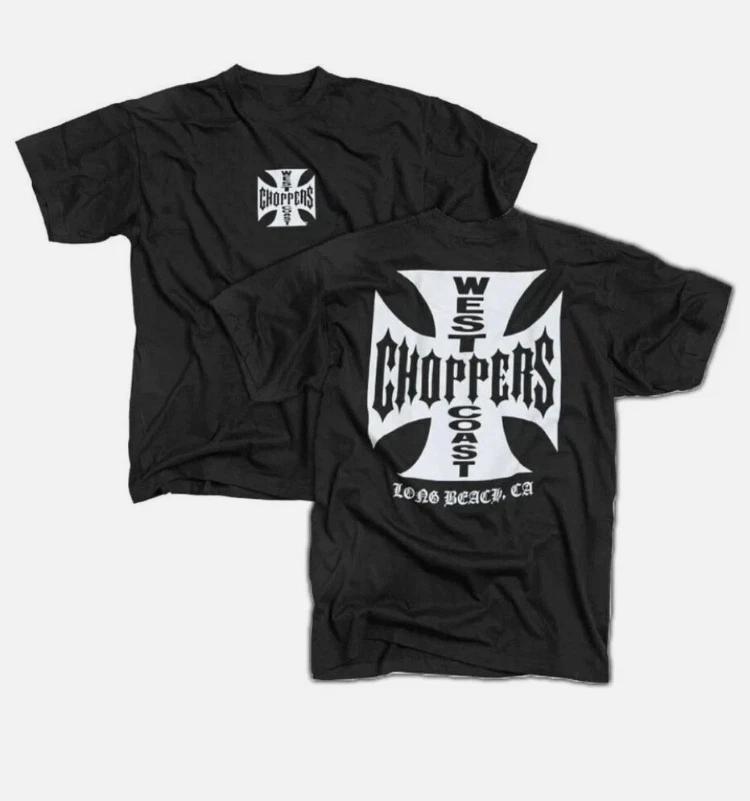 Черная футболка с графикой с двух сторон West Coast Chopper, летняя футболка унисекс L