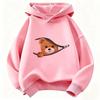 Children's Fun Zipper Bear Cartoon Printed Hooded Sweater Casual and Comfortable Long-sleeved Pullover