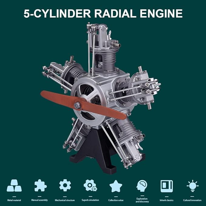 TECHING FA-5C Radial Engine Model, 3D Puzzle, Assembly Kit, Moving, For Adults, Authentic
