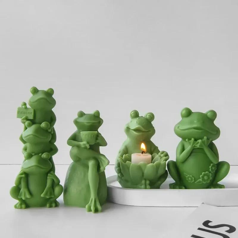 Series Cute Frog Candle Mold Aroma Gypsum Ornament Mold Handmade Silicone Candle Supplies