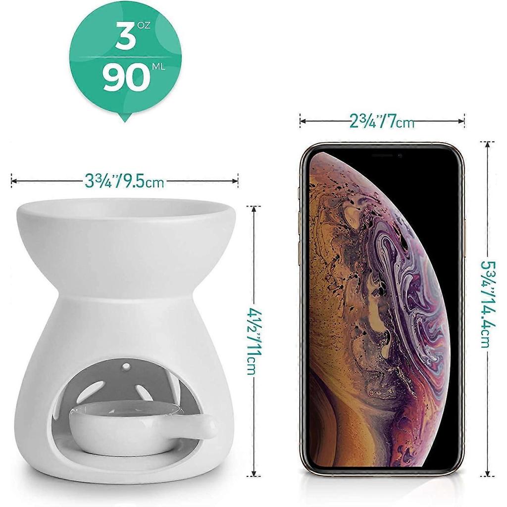Essential Oil Burner Ceramic White, Scented Wax Melt Heater With Tea Candle Holder Decorative Aroma