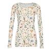 Women Casual Crew Neck Long Sleeve Ribbed Top with All Over Floral Print Lightweight Pullover Blouse for Daily Wear