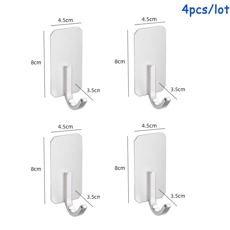 4pcs/Lot Wall Hook Adhesive Matte Gold Black Sliver Kitchen Bathroom Towel Key Robe Door Hooks Storage Hanger Holder Aluminum