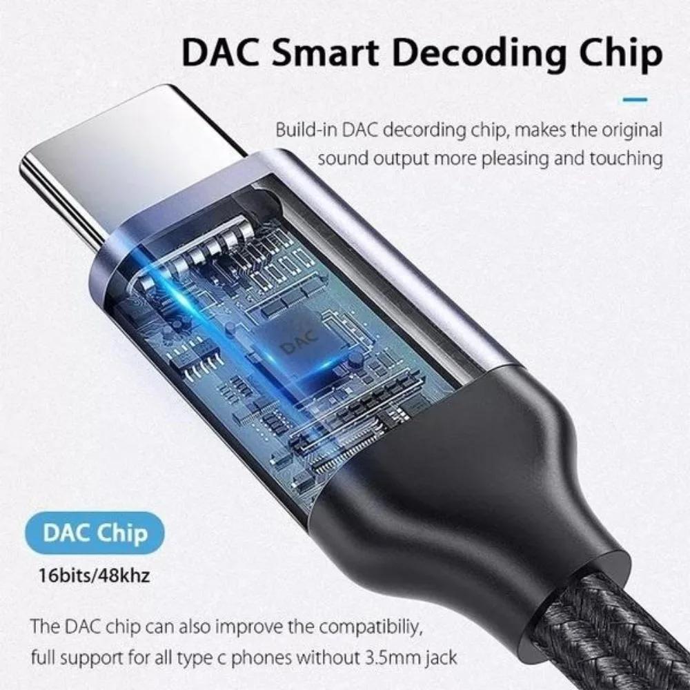 Nylon Braided USB C to 3.5mm Audio Cable Car AUX Adapter Headphone Extension for Music Enjoyment