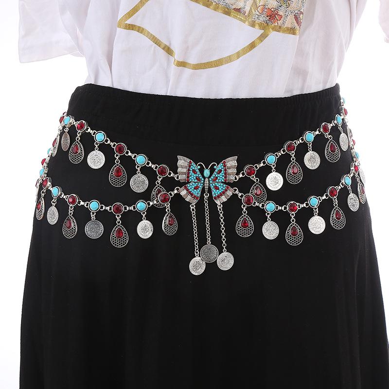 

Винтажное ожерелье с кисточками из страз и поясная цепочка для танца Дуньхуан, богемный стиль