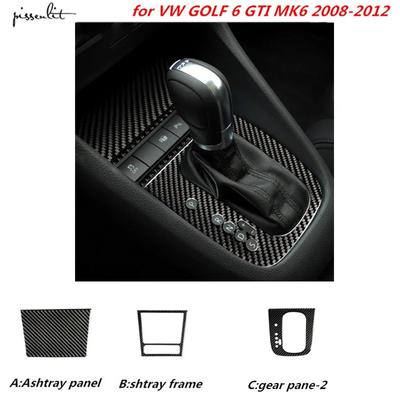 VW GOIF 6 2008-2012 GTI MK6 için Araba aksesuarları karbon fiber Vites Paneli çerçevesi İç dekorasyon Araba Çıkartması 5D