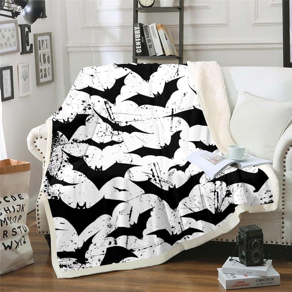 Halloween Ghost Blanket Soft Fleece Throw Pumpkin Spider Web Design Home Decor Party Gift Kids Room