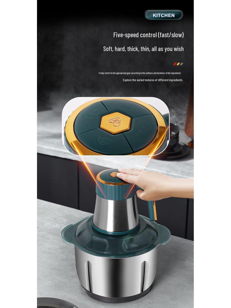 Stainless Steel Electric Meat Grinder and Multi-Functional Food Processor: Mixer, Dough Kneader, Juice Extractor, and High-Power Meat Mincer