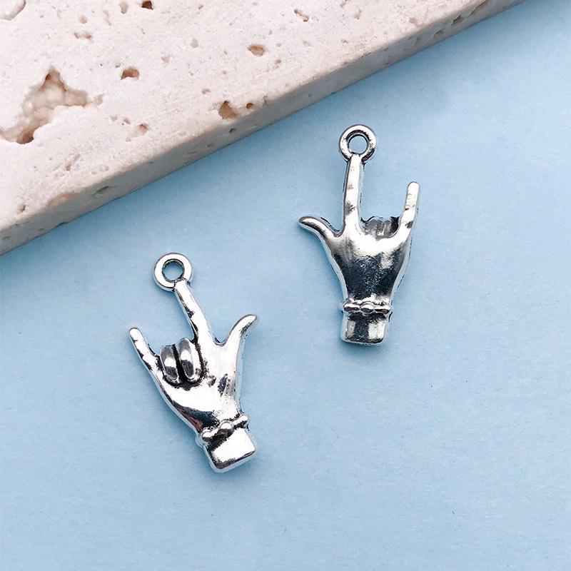 

Antique Silver I Love You Hand Gesture Zinc Alloy Charm for Valentine s Day Jewelry