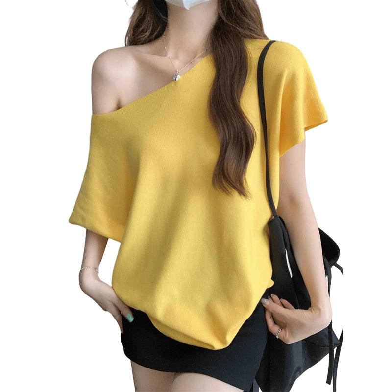 La Chapelle Women s French One-Shoulder Short Sleeve T-Shirt M синий