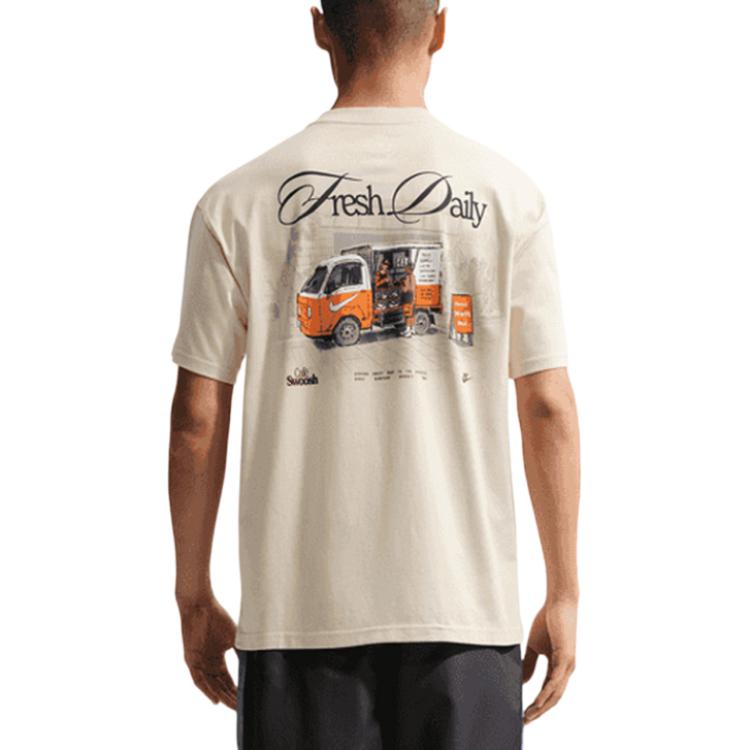 Nike Swoosh T Shirts Men's Khaki Crew Neck Moderate IH1158-229