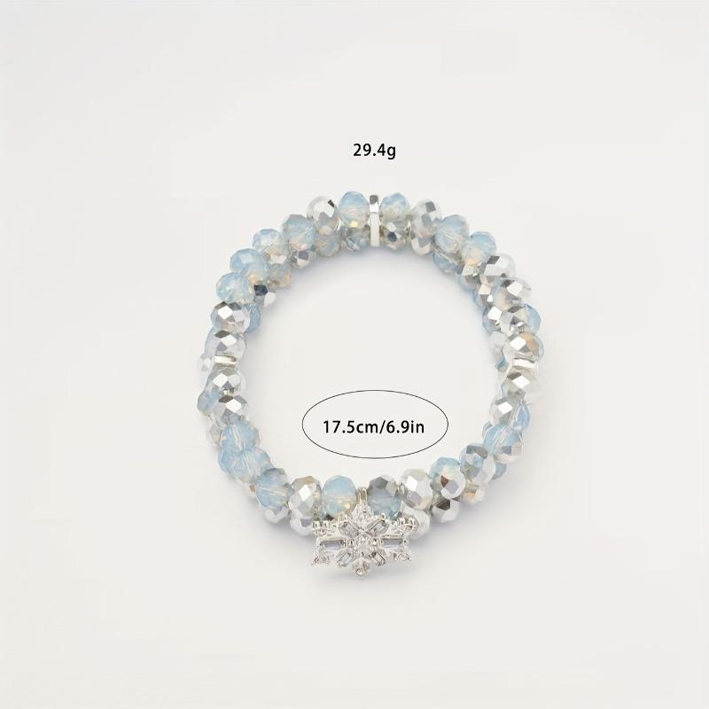 A Christmas ornament temperament new cut-face crystal glass bead snowflake beaded bracelet, ladies and girls