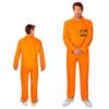 Tuta da prigioniero di Halloween con manette per cosplay, unisex, per bambini e adulti, per giochi di ruolo, maniche lunghe, con risvolto, cerniera, festival, feste, spettacoli