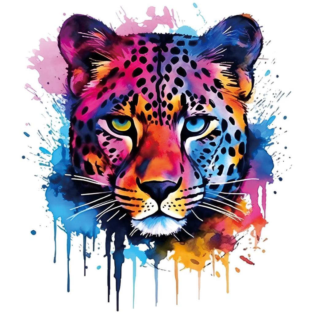 Fierce Leopard Looking At You Heat Transfer Sticker, DIY Iron-On Decals For Clothes, T-Shirt Making, Pillow Decorating
