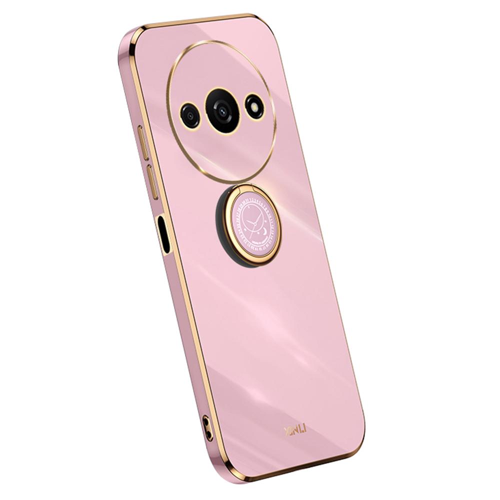 XINLI For Xiaomi Redmi A3 4G/Poco C61 4G Electroplating Case Ring Holder Kickstand Soft TPU Cover