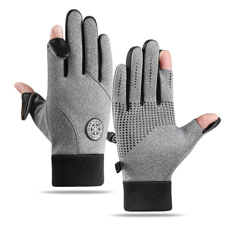 Cycling Gloves Men's Winter Outdoor Touch Screen Windproof Cold Warm Waterproof Cycling Sports Full Finger Velvet Anti-slip Hand