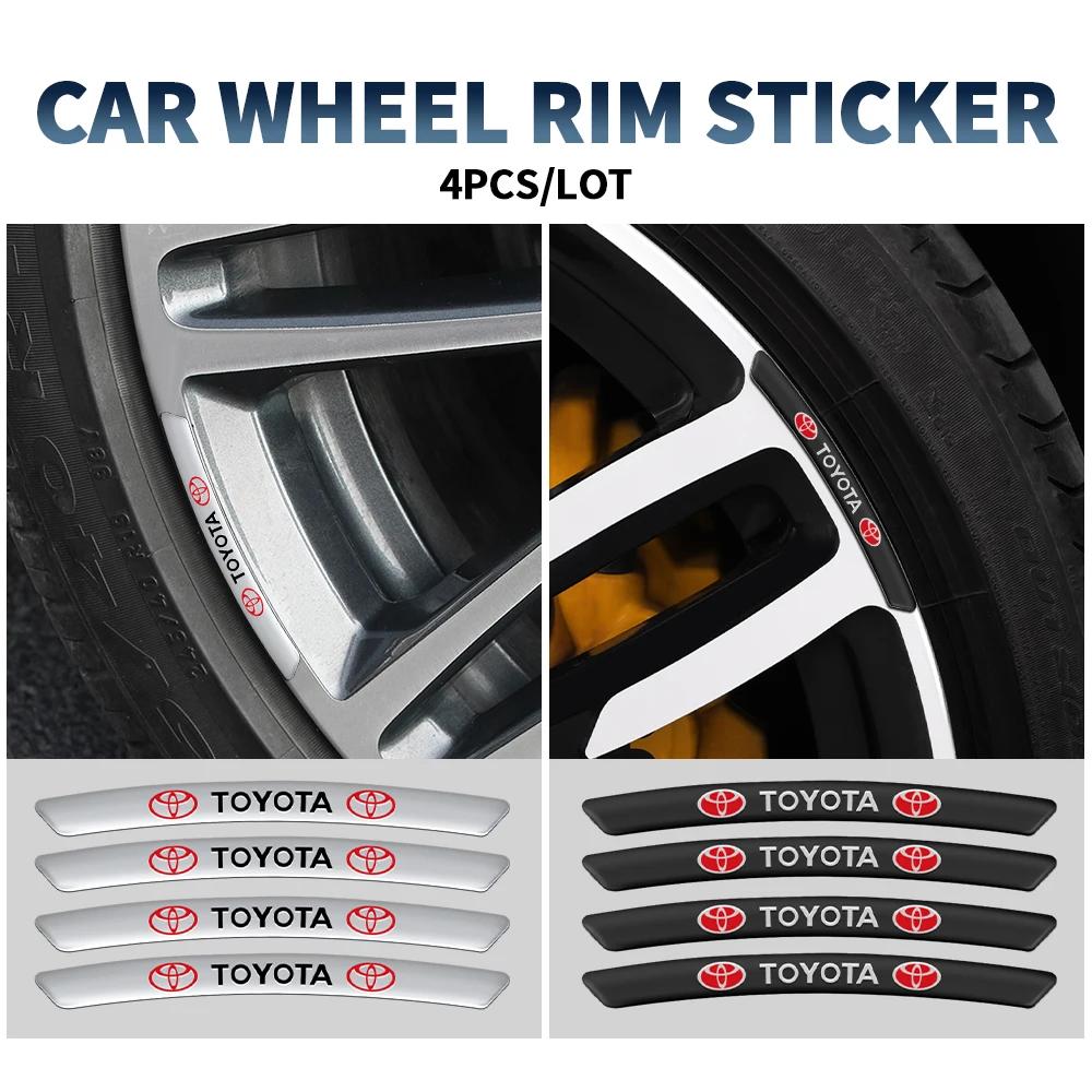 4 ks Hliníkové Samolepky pro Styling Auta Znak Náboje Kola Ráfky Dekor Pro Toyota Corolla Yaris Auris RAV4 Land Cruiser Camry Highlander