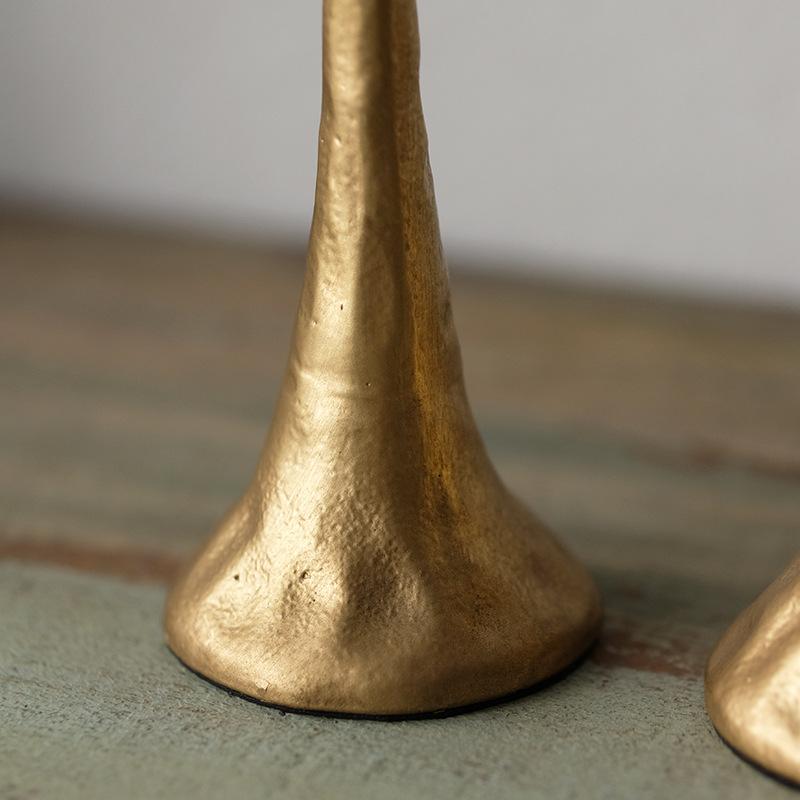 Hammered Taper Candle Holder Set of 3 Vintage Gold Black Metal Candlestick Holders for Table Centerpiece Wedding Decor Gift