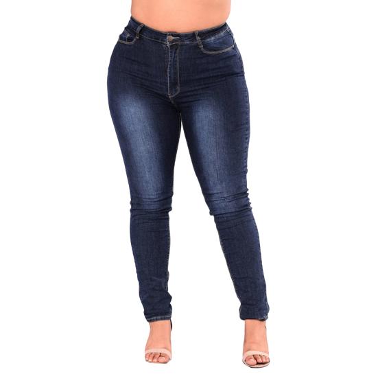 Übergröße Skinny Leg Jeans für Damen Formende Slim Fit Bleistift-Denimhose Mittelhoch