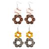 Retro Wood Earrings with Unique Hollow Flower and Cow Pattern Elegant Drop Ear Pendant for Stylish Ladies
