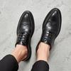 Mu Huisen Autumn Korean Version Pointed Business Men's Shoes British Block Engraved Casual Lace-up Work Shoes ZY4019