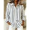 Geometric Pattern Print Women Blouse Spring Autumn Femme Office Lady Button Up Turn Down Collar Shirts