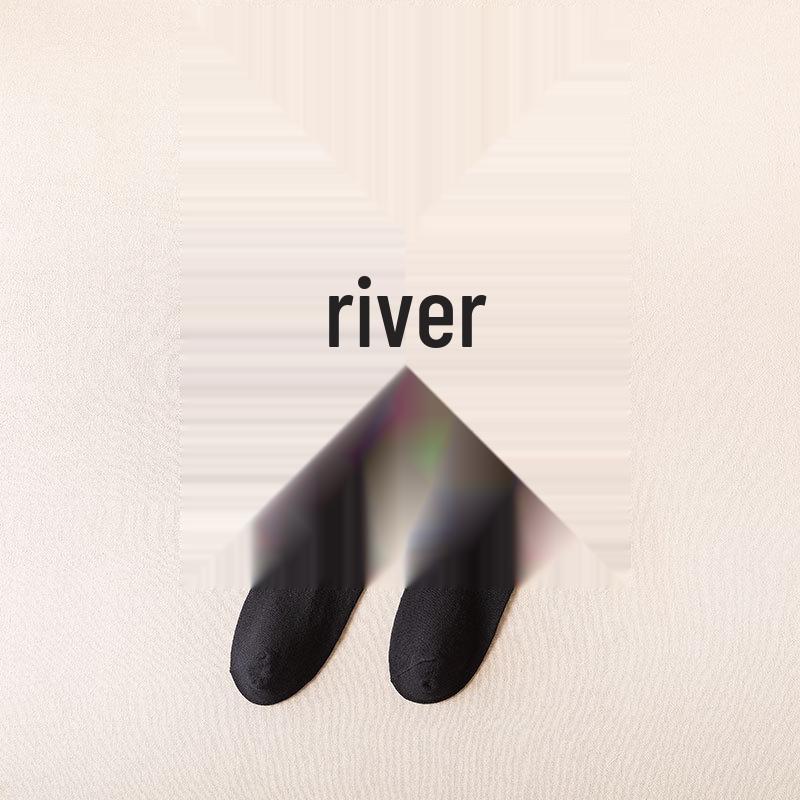 Women's Two-Stripe High Knee Cotton Socks - Black (Spring, Autumn, Winter Fashion)