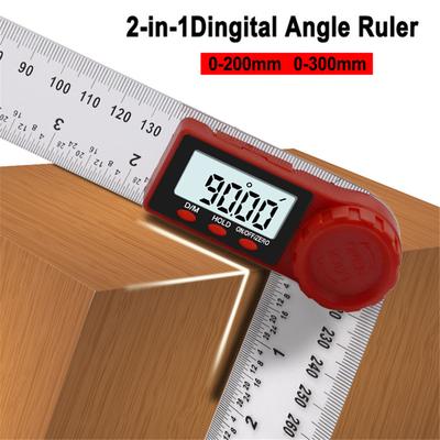 2 In 1 Electronic Digital Angle Finder LCD 200mm 8/" Protractor Ruler Goniometer