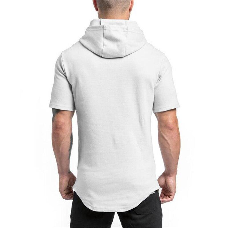 Muscleguys Summer  Men’s Fitness Bodybuilding Hooded T-shirt Youth Trend Sports T-shirt with Hoodie Fashion All-match Casual Short-sleeve
