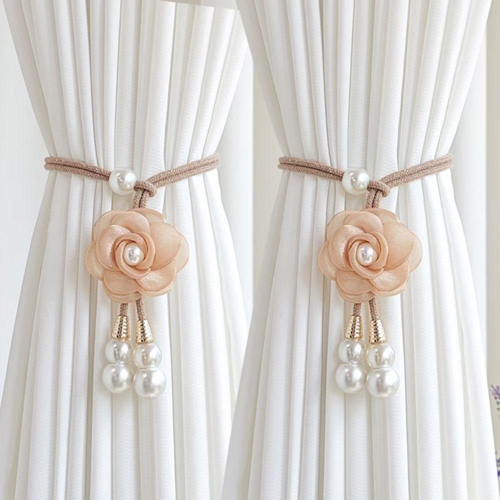 2 Stück Minimalistische Blumige Gardinenraffhalter Moderne Gardinenbinder Gardinenhalter für transparente Vorhänge
