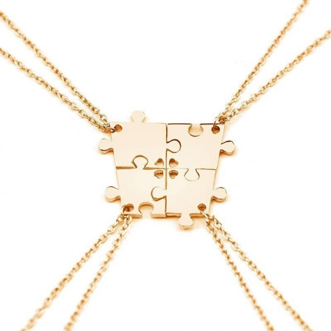 

4 шт., кулон-головоломка, ожерелье-цепочка, семейный подарок лучшим друзьям золотистый