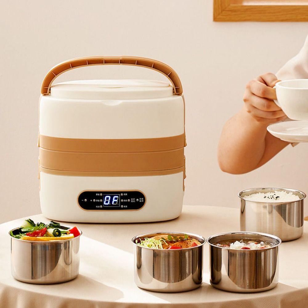 2LCapacity Food Warmer Rechargeable Hot Meal Container Portable Electric Heated Lunch Box  School