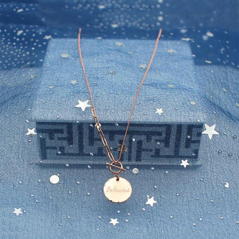 Purple Gold-Plated Rose Gold Round Brand Letter Necklace Fashion Trend Temperament Color Gold Necklace