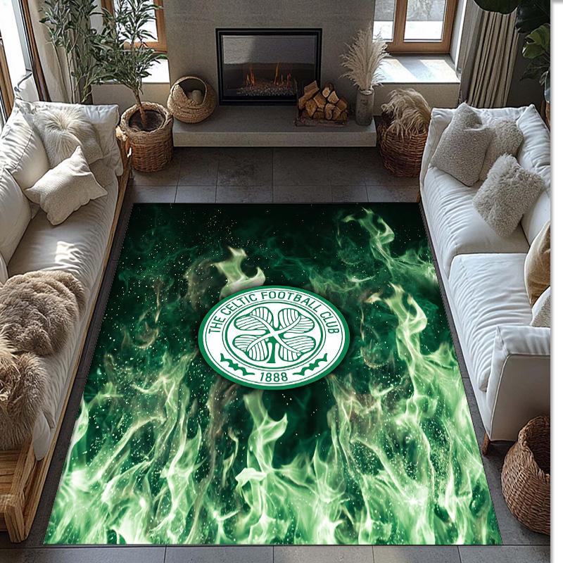 Tappeto Morbido Antiscivolo per Interni con Motivo Calcio Celtic FC, Tappetino Decorativo Sportivo per Camera da Letto